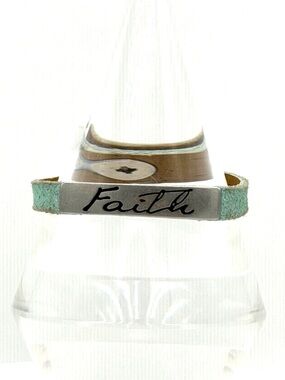 GOOD WORKS Lifes Inspiration Stardust Blue/Green FAITH Leather Bracelet Jewelry